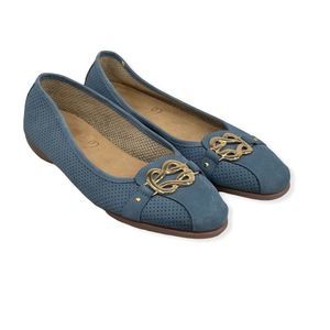 Aerosoles Womens Big Bet Ballet Flats Shoes Blue Slip On Perforated 11 New